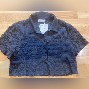 Black/Blue Cropped Blouse